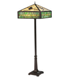 64.5"H Green Pine Branch Tiffany Lodge Floor Lamp