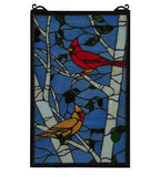 13"W X 20"H Cardinal Morning Stained Glass Wildlife Window