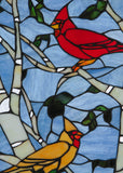 13"W X 20"H Cardinal Stained Glass Window