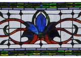 33"W X 10"H Fairytale Floral Stained Glass Transom Window