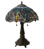 22"H Tiffany Hanginghead Dragonfly Stained Glass Table Lamp