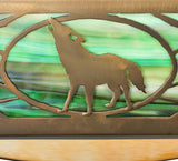 18"Sq Lone Bear & Wolf Wildlife Inverted Pendant
