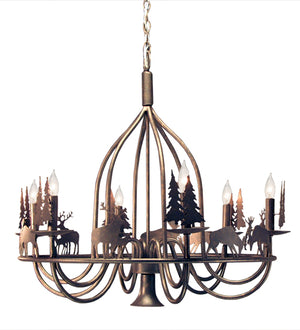 32"W Ciervo 6 Lt Wildlife Chandelier