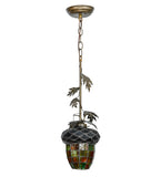 7"W Greenbriar Oak Tiffany Rustic Lodge Mini Pendant