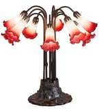  22"H Pink/White Pond Lily 10 Lt Table Lamp