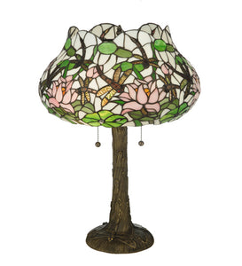 22.5"H Dragonfly Flower Tiffany Floral Table Lamp