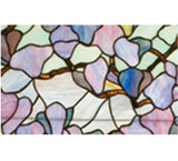 29"W X 40"H Tiffany Magnolia & Iris Stained Glass Window