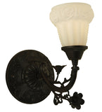 7"W White Puffy Rose Arts & Crafts Victorian Wall Sconce