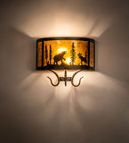 13.5"W Wildlife At Pine Lake Rustic Lodge Wall Sconce