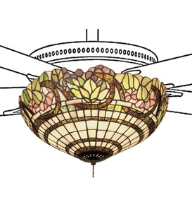 15"W Tiffany Handel Grapevine Stained Glass Fan Light Shade