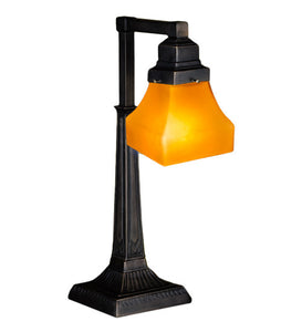 20"H Bungalow Frosted Amber Arts & Crafts Desk Lamp