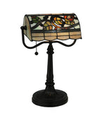 15"H Vineyard Banker's Floral  Stained Glass Desk Lamp