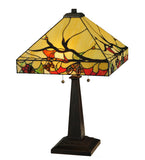 25"H Woodland Berries Floral Stained Glass Table Lamp