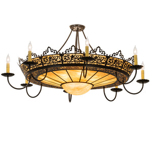 46"W Stanley 8 Arm Victorian Gothic Semi-Flushmount