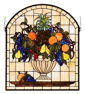 25"W X 29"H Tiffany Fruitbowl Stained Glass Window