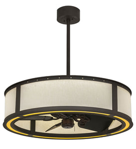 36.5"W Maplewood Beige Linen LED Chandel-Air Ceiling Fan | Smashing Stained Glass & Lighting