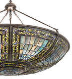 40"W Fleur-de-lis Stained Glass Victorian Inverted Pendant