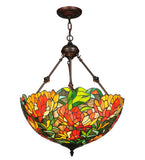 20.25"W Lamella Floral Stained Glass Inverted Pendant