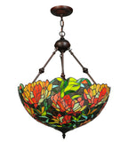 20.25"W Lamella Floral Stained Glass Inverted Pendant