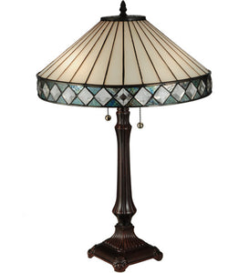 25"H Diamondring Stained Glass Table Lamp