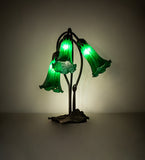  16"H Green Pond Lily 3 Lt Table Lamp