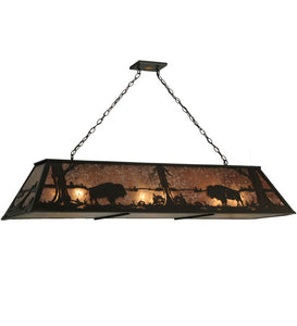 62"L Buffalo At Lake W/Diffuser Island/Billiard Oblong Pendant