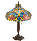 26"H Dragonfly Rose Tiffany Floral Table Lamp