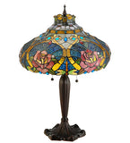 26"H Dragonfly Rose Tiffany Floral Table Lamp