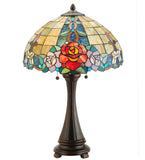 25"H Rose Vine Floral Stained Glass Table Lamp