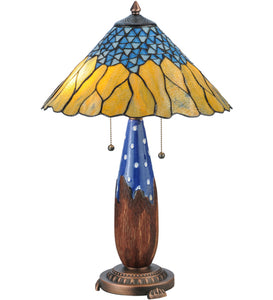 24.5"H Cristal Azul Stained Glass Table Lamp
