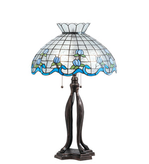 31"H Roseborder Stained Glass Table Lamp