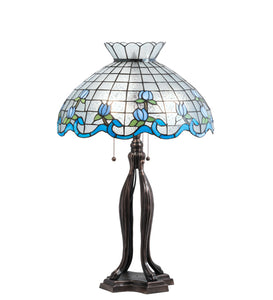 31"H Roseborder Stained Glass Table Lamp