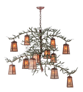 52"W Pine Branch Valley View 12 Lt Lodge LED Chandelier