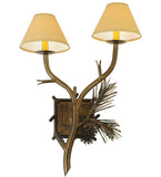 27"H Lodge Lone Pine 2 Lt Wall Sconce