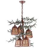 28"W Pine Branch Valley View 5 Lt LED Lodge Chandelier