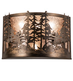 20"W Rustic Lodge Tall Pines Wall Sconce