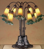 22"H Amber/Green Pond Lily 10 Lt Table Lamp