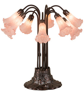 24"H Pink Pond Lily 10 Lt Table Lamp