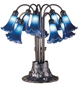 22"H Blue Pond Lily 10 Lt Table Lamp
