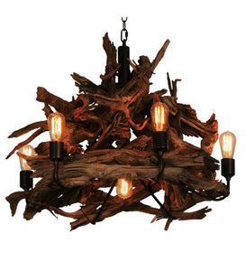 30"W Rustic Driftwood Chandelier