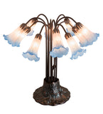 22"H Pink/Blue Pond Lily 10 Lt Floral Table Lamp 