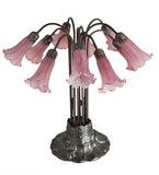 22"H Cranberry Pond lily 10 Lt Floral Table Lamp