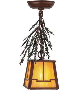 5.5"Sq Lodge Pine Branch Valley View Mini Pendant