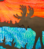 48"L Moose At Lake Wildlife Island/Billiard Pendant