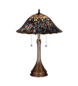22"H Tiffany Peacock Feather Table Lamp