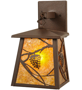 7"W Whispering Pines Lantern Outdoor Wall Sconce