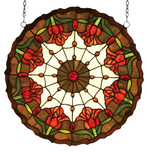 18"W X 18"H Colonial Tulip Medallion Stained Glass Window