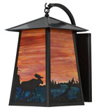 14.5"W Stillwater Moose At Lake Curved Arm Outdoor Wall Sconce