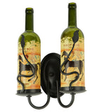 9"W Tuscan Vineyard Personalized 2 Wine Bottle Wall Sconce
