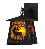 7"W Elk at Dawn Hanging Outdoor Wall Sconce